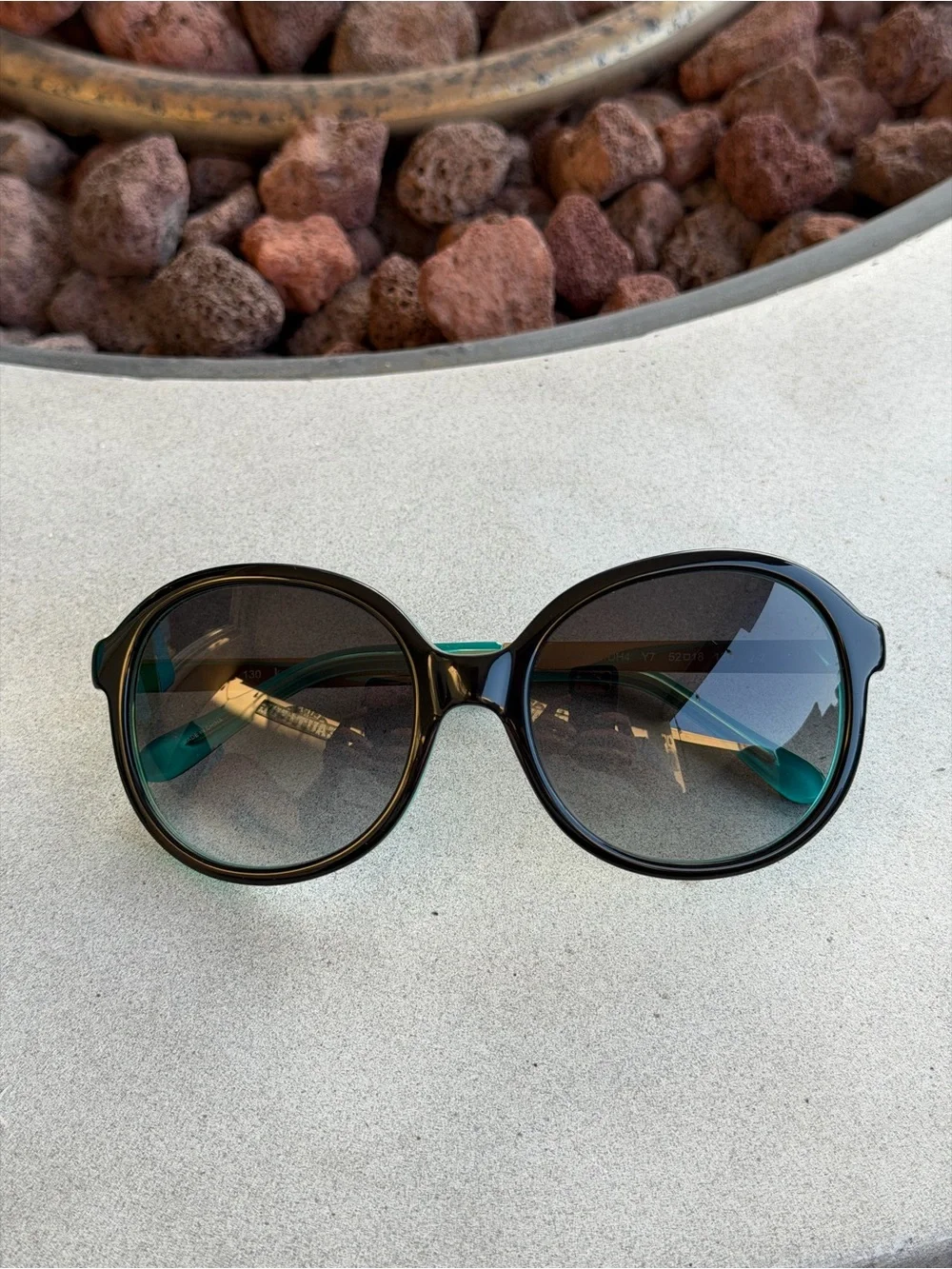 Kate Spade Black Round Sunglasses with Green and Teal Nordstrom Hard Case